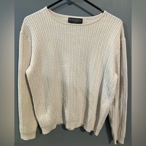 Mark Shale Cream Ivory Women's Sweater Cable Knit Detailing Size Large Work Wear